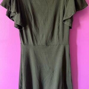 Black Mini Sheath Dress with Flutter Sleeves